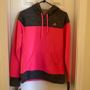 Hot Pink + Gray Adidas Hoodie with thumbholes